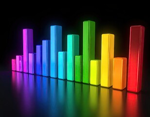 Colorful bar graph on dark background