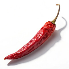 Fresh, single chili with a dramatic shadow, shot cleanly in a minimalist studio environment.