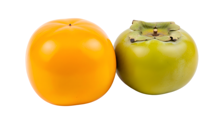 Two Persimmons Stand Out Against Black Backdrop, Showcasing Fresh Fruit and Healthy Food
