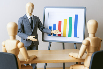 The presentation emphasizes growth and progress through data analysis highlighting strategic planning within a collaborative business setting