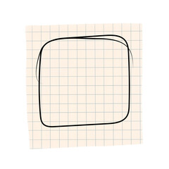 A hand-drawn black square on graph paper, featuring irregular lines, paper with doodles