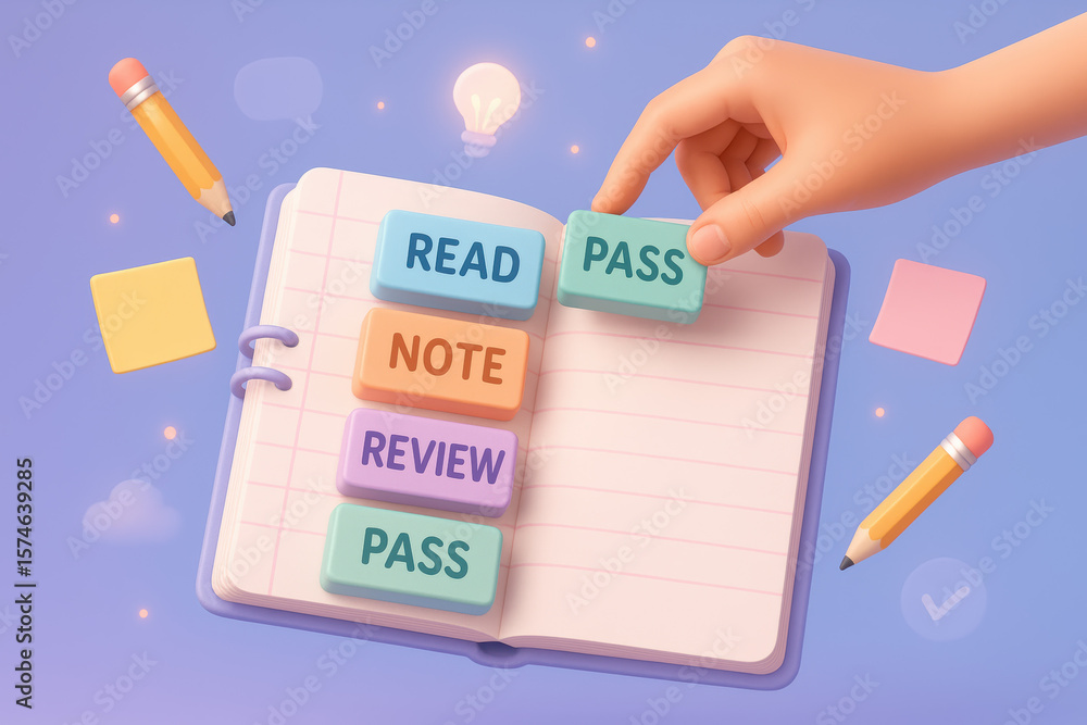 Poster concepts progress assessment and reflection are represented by pastel blocks arranged thoughtfully o