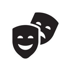 Theater mask icon. Comedy and tragedy. Masquerade mask, emotion. Vector illustration. Editable stroke. Flat design.