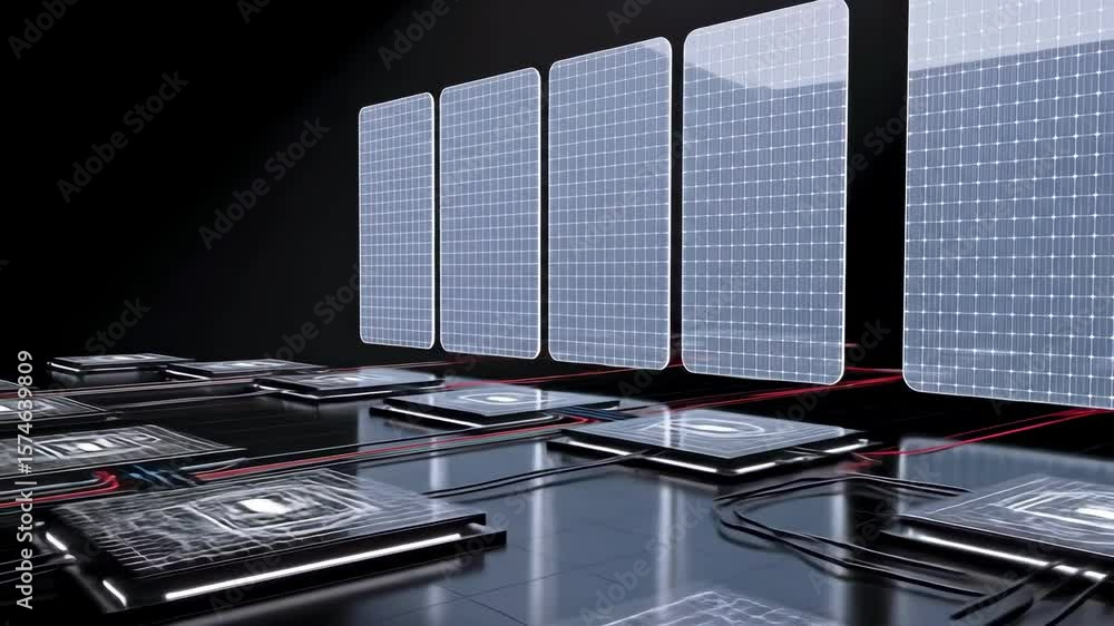 Aufkleber futuristic technology interface showcasing interconnected circuits and digital displays in a sleek e