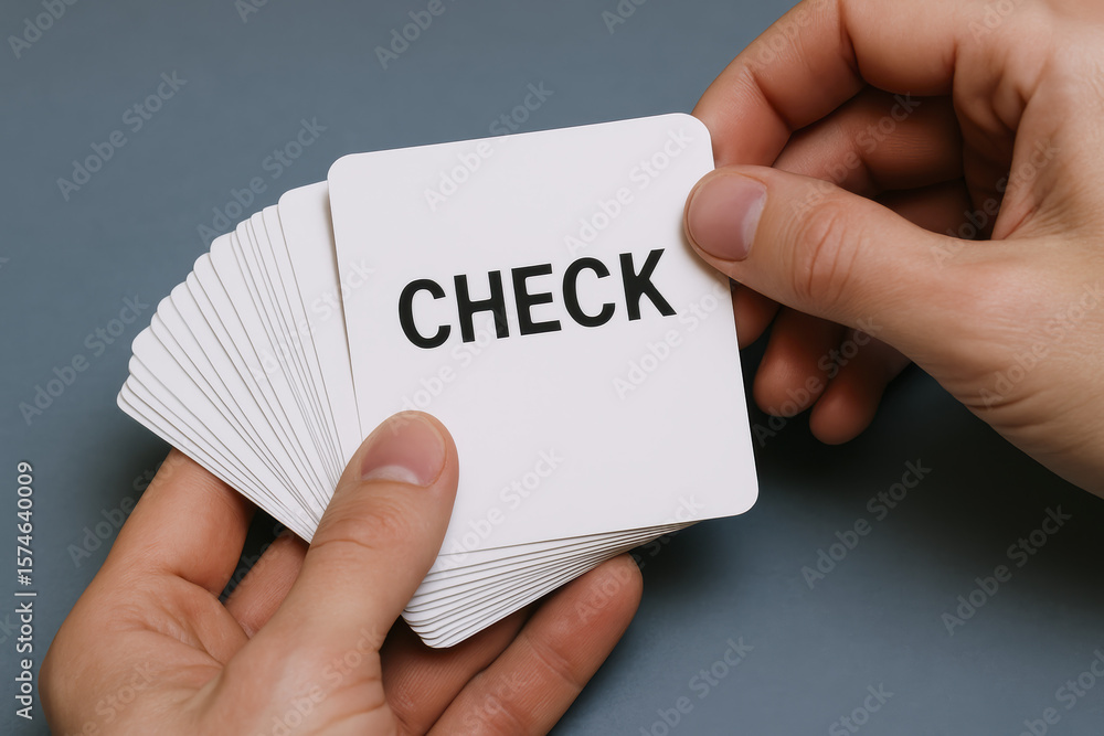 Poster the concept verification is highlighted as a selects a card marked with approval symbolizing decisio