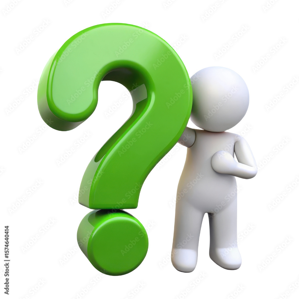 Poster understanding questions seeking answers problem solving concept with question mark and character fig