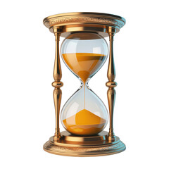 PNG a photo of an hourglass, made of glass and brass, with flowing sand, close-up, highly detailed, realistic, 8k, award winning photo
