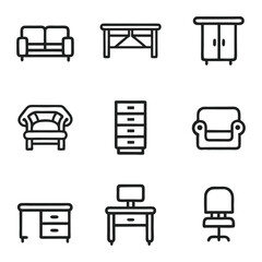 Minimalist furniture icon set