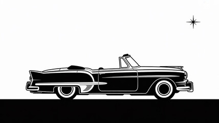 Obraz premium Classic black convertible automobile vintage car classic car