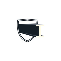 Logo design of a steel beam, symbolizing strength, construction, and industrial reliability, ideal for engineering, building, or heavy industry branding.