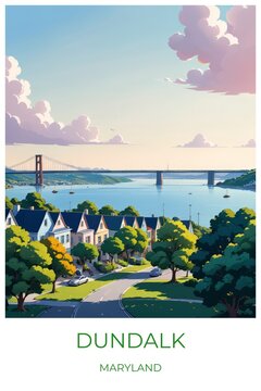 Dundalk Maryland United states Travel Poster Illustration Print Decor Gift Canvas Wall Art Gift