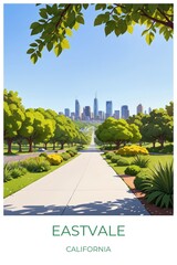 Eastvale California United states Travel Poster Illustration Print Decor Gift Canvas Wall Art Gift