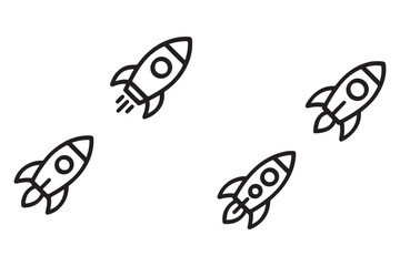 Rocket icon. Simple outline rocket sign. Rocket launched icon.