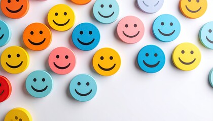 Colorful smiley faces scattered