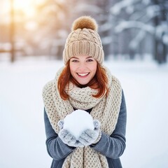 young woman in winter clothes