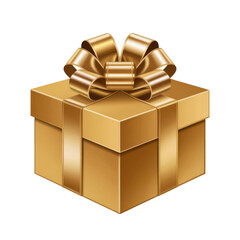 PNG 3d render, gold gift box, realistic, high quality, glossy surface, large bow, intricate details, volumetric lighting, photorealistic

