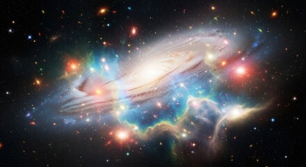 Vast Spiral Galaxy Immersed in Cosmic Colors and Distant Stars