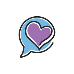 Logo design of a chat bubble in the shape of a human figure, symbolizing communication, connection, and customer interaction in a sleek, modern design.