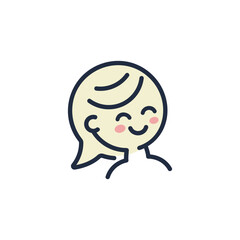 Logo design of a chat bubble in the shape of a human figure, symbolizing communication, connection, and customer interaction in a sleek, modern design.
