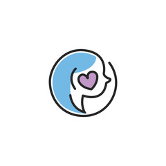 Logo design of a chat bubble in the shape of a human figure, symbolizing communication, connection, and customer interaction in a sleek, modern design.