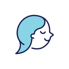 Logo design of a chat bubble in the shape of a human figure, symbolizing communication, connection, and customer interaction in a sleek, modern design.