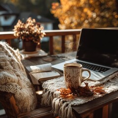 Calm Workspace Amid Autumn Scenery