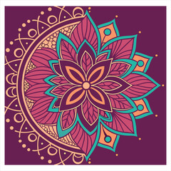 Intricate floral mandala design with calming blue pink and cream colors