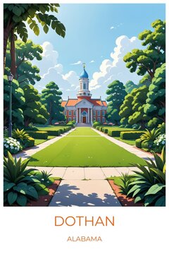 Dothan Alabama United states Travel Poster Illustration Print Decor Gift Canvas Wall Art Gift