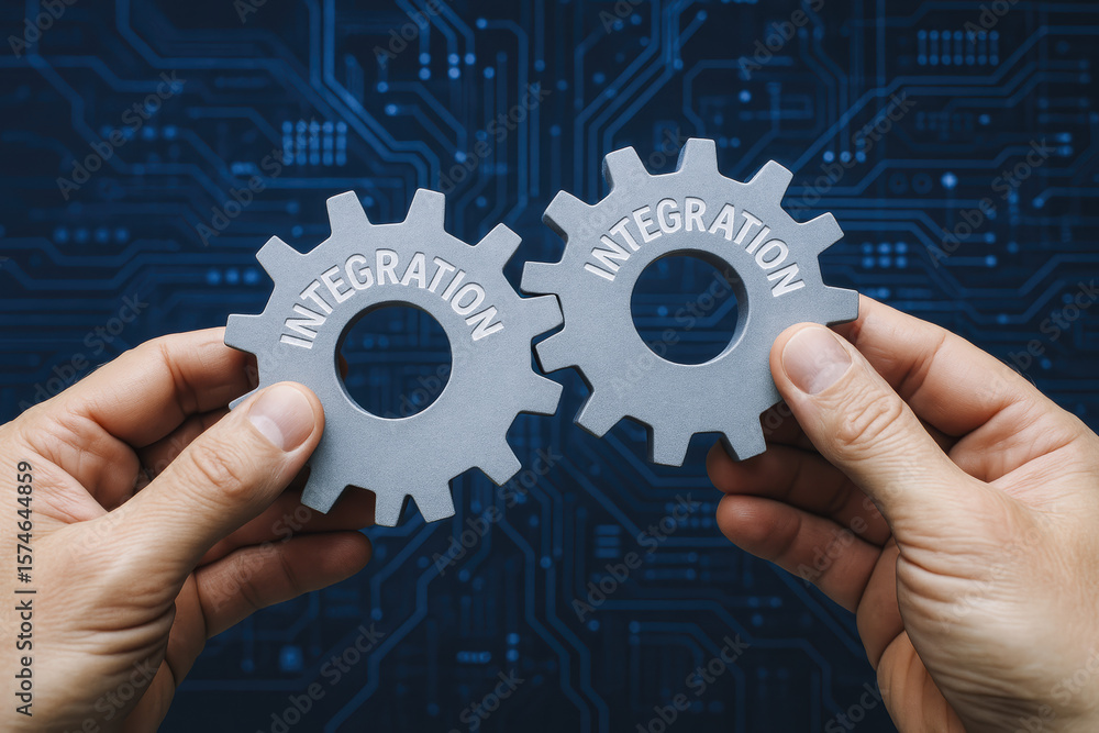 Aufkleber collaboration drives innovation as interconnected elements work together symbolizing system integrat
