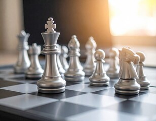 Chess pieces on a board