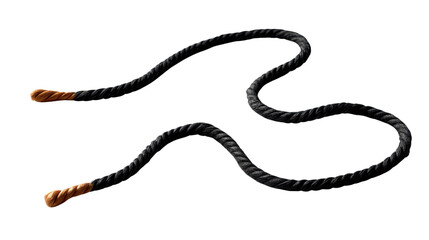 Fototapeta premium Coiled Black Rope: This image showcases a textured black rope elegantly coiled, its simplicity and texture creating a captivating visual. 