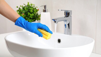 Cleaning a bathroom sink