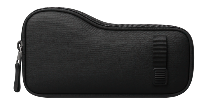 Water-resistant polyester tool cover with zipper closure for storing a jigsaw in a garage workshop.