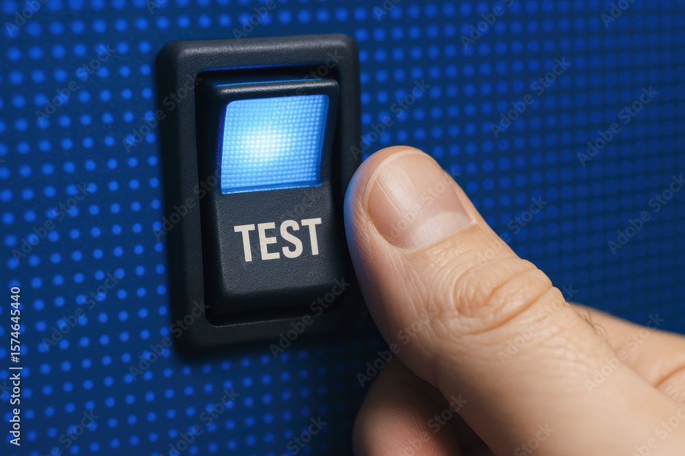 Poster initiating diagnostic processes with a controlled command highlights technological precision and sys