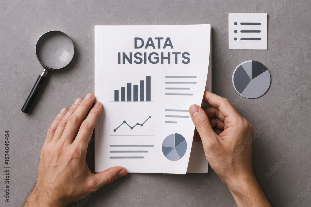 Poster analyzing data trends and metrics from insightful reports reveals key performance indicators critica