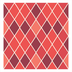 Fototapeta premium Geometric diamond pattern in shades of red and pink with white outlines