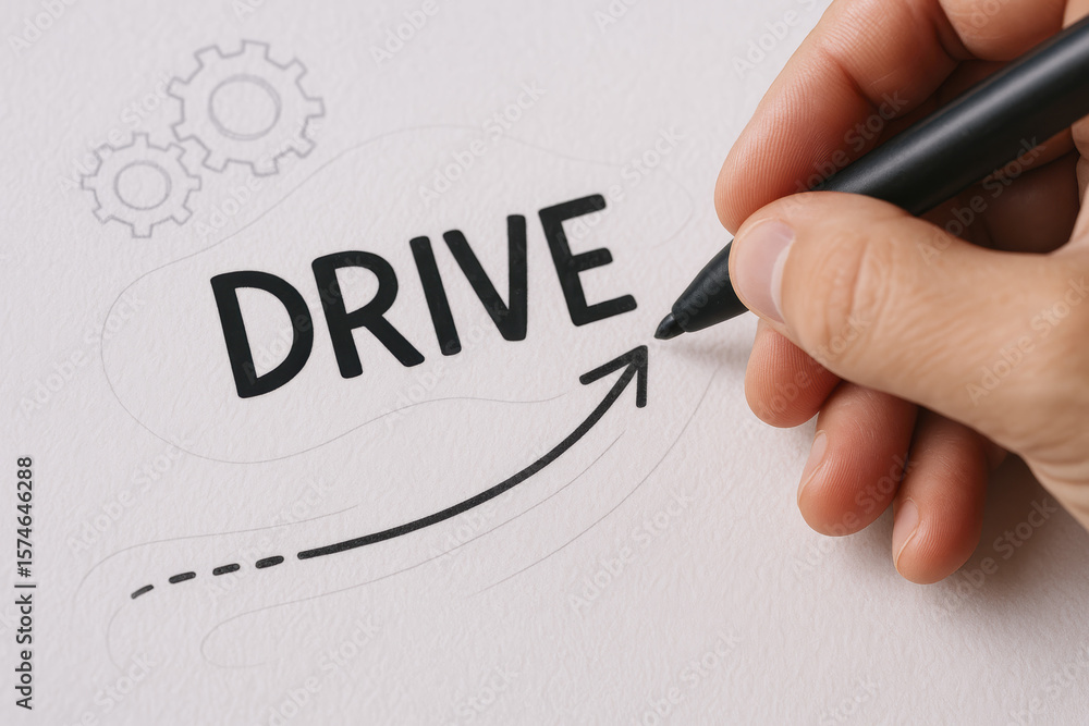 Poster a sketches a path symbolizing motivation and progression illustrating the concept strategic drive wi