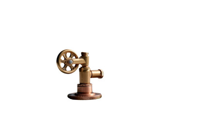 Antique Water Tap: An elegant vintage water tap, fashioned from bronze and copper, showcasing a unique wheel handle design, ideal for home decor and plumbing-themed projects.