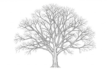 Obraz premium Graceful black and white tree design featuring intricate branches, perfect for nature-themed graphics and serene botanical visuals.