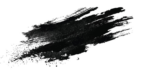 Abstract watercolor brush stroke in black and purple for creative design. Bold swipe of  paint with brush strokes on white background