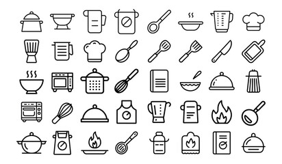 Naklejka premium Cooking utensils icon set, vector illustration