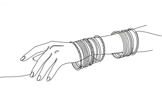 hand with bangles, line art, minimalist clip art preview