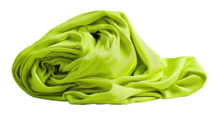 Lime Green Silk Scarf: Luxurious lime green silk scarf, softly draped and subtly twisted, showcasing its rich texture and vibrant color.
