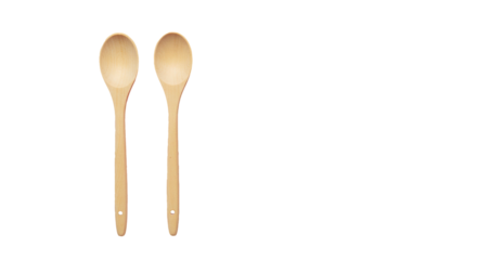 Two Light Wooden Spoons with Smooth Texture and Small Holes at the End.