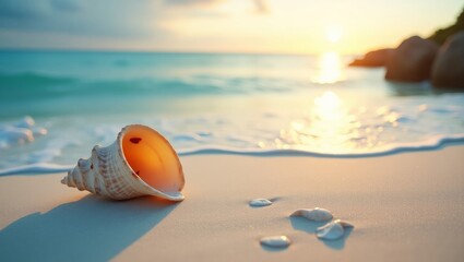 focused shell on the beach