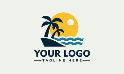 A stylized logo depicting a tropical beach scene.