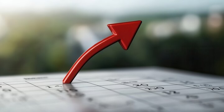 Growth trajectory towards future goals indicated by arrow on Calendar