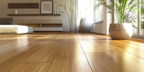 Polished bamboo flooring in a modern living space.