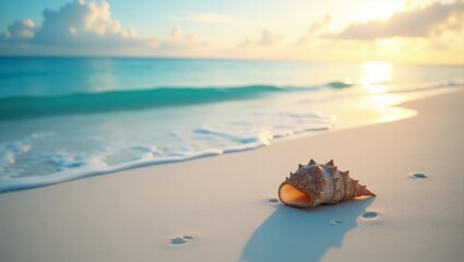 focused shell on the beach