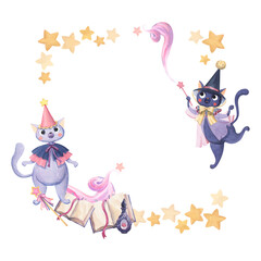 Fototapeta premium Watercolor frame on the theme of magic and sorcery from stars